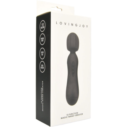 loving-joy-10-function magic wand vibrator-black-packaging