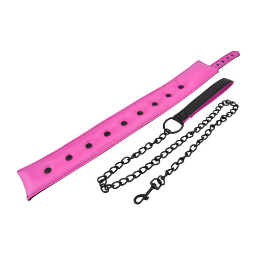 bound to please pink black bondage collar leash