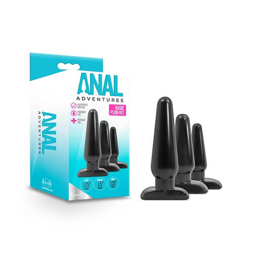 anal adventures basic plug kit black