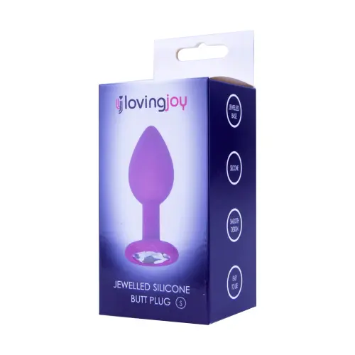 loving-joy jewelled silicone butt-plug purple small - anal play