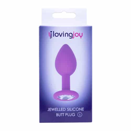 loving-joy jewelled silicone butt-plug purple - anal sex toy
