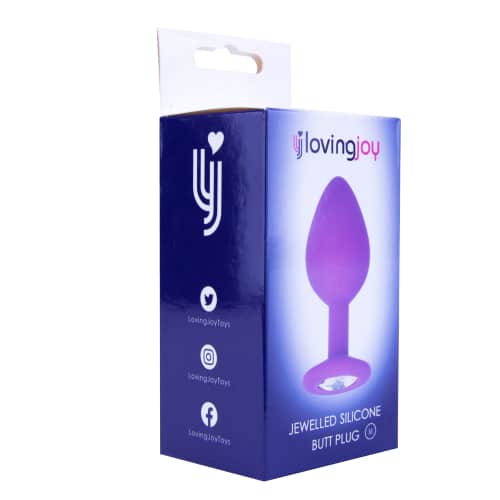 loving-joy jewelled silicone butt-plug purple medium - anal play