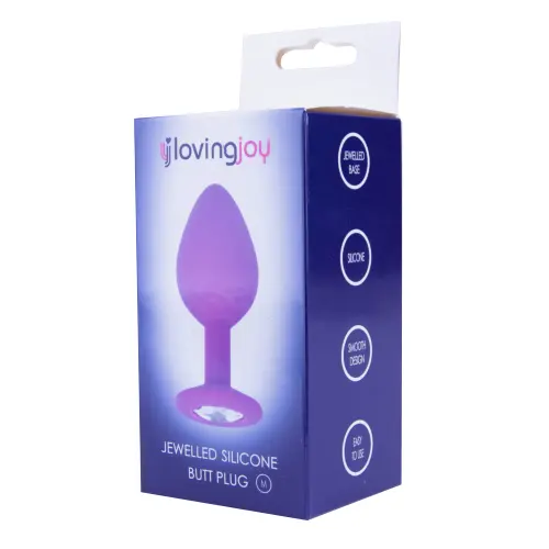 loving-joy jewelled silicone butt-plug purple medium