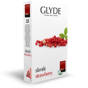glyde slimfit strawberry condoms for protective sex